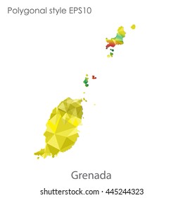 Grenada map in geometric polygonal style.Abstract gems triangle,modern design background. Vector illustration EPS10