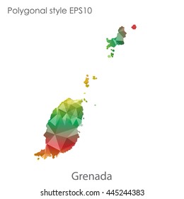 Grenada map in geometric polygonal style.Abstract gems triangle,modern design background. Vector illustration EPS10