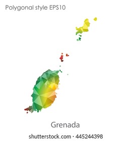 Grenada map in geometric polygonal style.Abstract gems triangle,modern design background. Vector illustration EPS10
