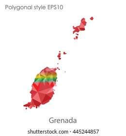 Grenada map in geometric polygonal style.Abstract gems triangle,modern design background. Vector illustration EPS10