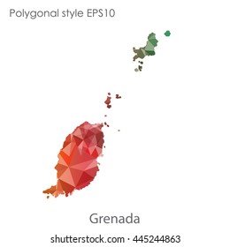 Grenada map in geometric polygonal style.Abstract gems triangle,modern design background. Vector illustration EPS10