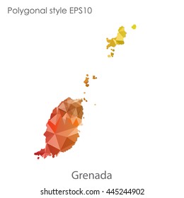 Grenada map in geometric polygonal style.Abstract gems triangle,modern design background. Vector illustration EPS10