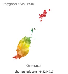 Grenada map in geometric polygonal style.Abstract gems triangle,modern design background. Vector illustration EPS10