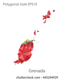 Grenada map in geometric polygonal style.Abstract gems triangle,modern design background. Vector illustration EPS10