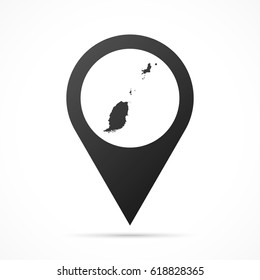 Grenada Map on location pin. Map pointer isolated on a white background.
Conceptual vector illustration.
