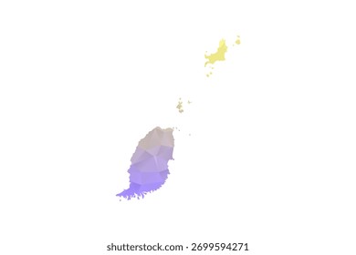 Grenada Map - Polygon Style Vector Illustration in Yellow and Lavender Gradient, Low Poly Geometric Design, Isolated on White Background for Infographics and Projects