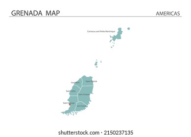 Grenada map vector illustration on white background. Map have all province and mark the capital city of Grenada. 