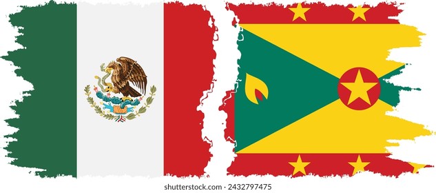 Granada y México grunge banderas de conexión, vector
