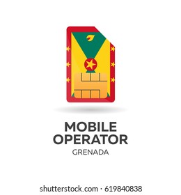 Grenada mobile operator. SIM card with flag. Vector illustration