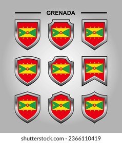 Grenada National Emblems Flag with Luxury Shield