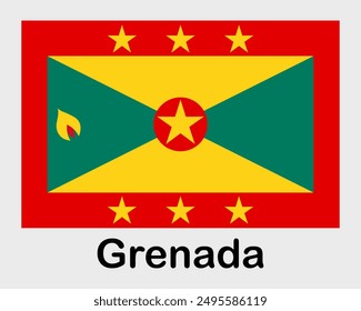 Grenada national flag. Banner, state symbol, flagpole.