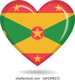Grenada national flag in heart shape vector illustration
