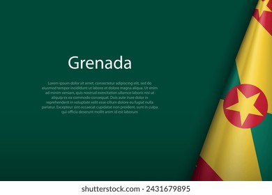 Grenada national flag isolated on dark background with copyspace