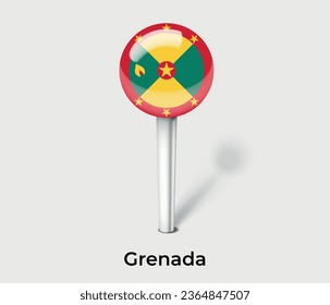 Grenada national flag map marker pin icon illustration