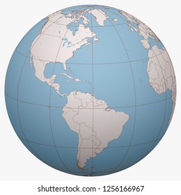 Grenada on the globe. Earth hemisphere centered at the location of Grenada. Grenada map.