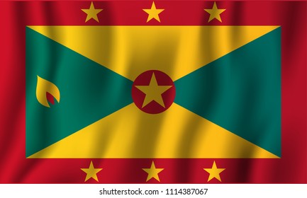 Grenada realistic waving flag vector illustration. National country background symbol. Independence day.