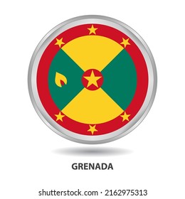 Grenada round flag design is used as badge, button, icon, wall painting