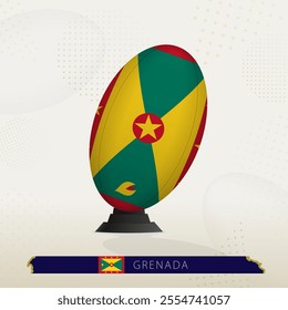 Grenada Rugby Ball on Rugby Kicking Tees with Modern Design. Illustration perfect for sports, national pride, and rugby-related projects.