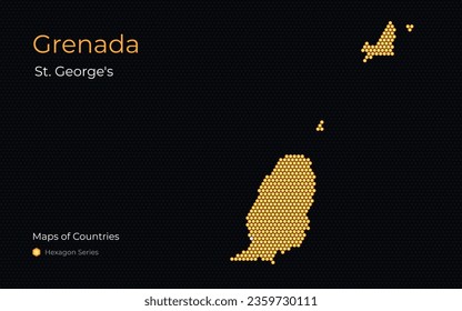 Grenada, St. George's. Creative vector map. Maps of Countries. Central America. Hexagon Series