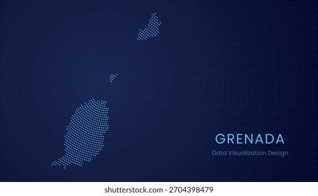 Granada estilizó el mapa punteado en el moderno concepto de visualización de tecnología de datos circular.