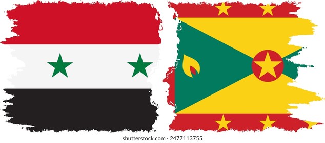 Grenada und Syrien Grunge Flaggen Verbindung, Vektorgrafik