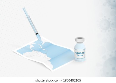 Grenada Vaccination, Injection with COVID-19 vaccine in Map of Grenada. Vaccination Concept Illustration.