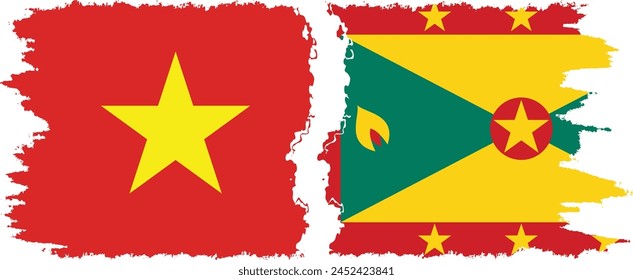 Grenada and Vietnam grunge flags connection, vector