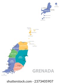 Grenada vintage map. High detailed vector map with pastel colors, cities and geographical borders