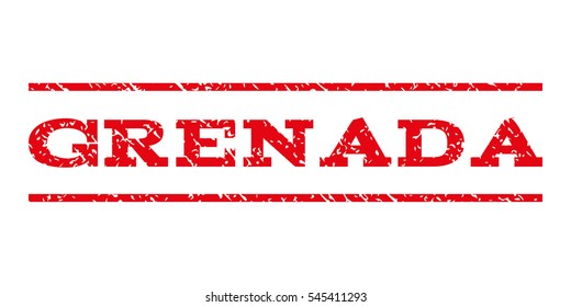 Grenada watermark stamp. Text tag between horizontal parallel lines with grunge design style. Rubber seal stamp with unclean texture. Vector intensive red color ink imprint on a white background.