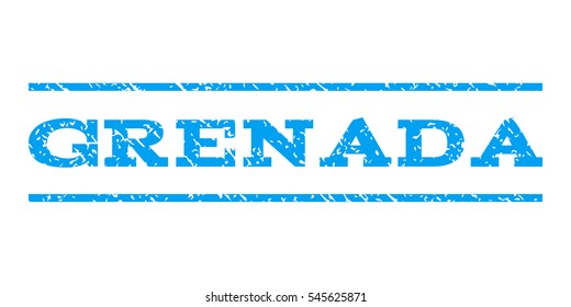 Grenada watermark stamp. Text tag between horizontal parallel lines with grunge design style. Rubber seal stamp with dust texture. Vector blue color ink imprint on a white background.