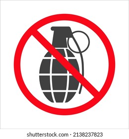 grenade ban icon on white background. vector