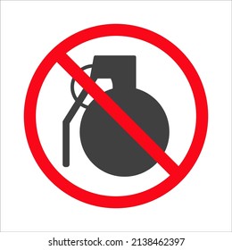 grenade ban icon on white background. vector