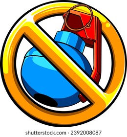 Granatverbot-Symbol auf weißem Hintergrund. Vektorgrafik