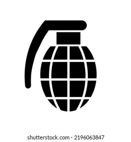 Grenade, schwarz, Vektorsymbol auf weißem Hintergrund