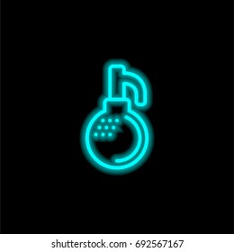 Grenade blue glowing neon ui ux icon. Glowing sign logo vector