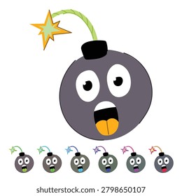 grenade bomb character cartoon. warhead tnt, c4 shrapnel, incendiary payload grenade bomb character sign vector 