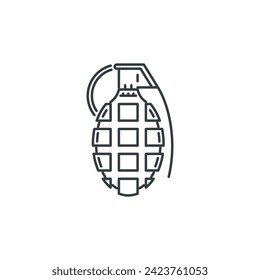 Grenade, explosion, war, weapon, battle, military icon, vector illustration