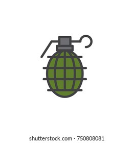 Grenade filled outline icon, line vector sign, linear colorful pictogram isolated on white. Frag symbol, logo illustration. Pixel perfect vector graphics