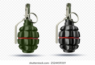 Granadas Armas de fuego Armas modernas Ilustraciones vectoriales realistas