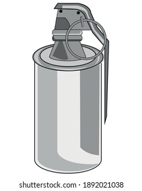 Grenade with gas on white background is insulated