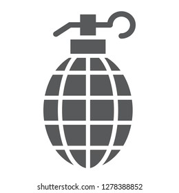 Grenade glyph icon, weapon and army, bomb sign, vector graphics, a solid pattern on a white background, eps 10.