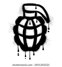Grenade graffiti with black spray paint