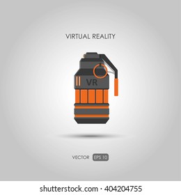 Grenade. Gun for virtual reality system. Video game weapons. Video game guns. Vector illustration