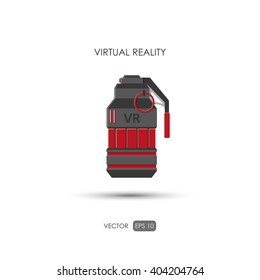 Grenade. Gun for virtual reality system. Video game weapons. Video game guns. Vector illustration