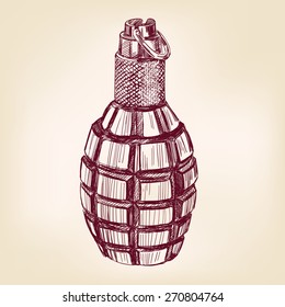 grenade hand drawn vector llustration realistic sketch