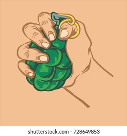Grenade in Hand : Layered Vector Illustration