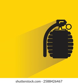 grenade icon with drop shadow on yellow background
