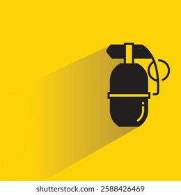grenade icon with drop shadow on yellow background