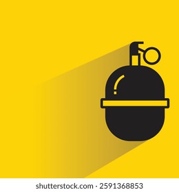 grenade icon with drop shadow on yellow background