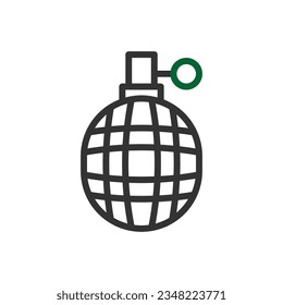 Grenade icon duocolor grey green colour military vector army element and symbol perfect.